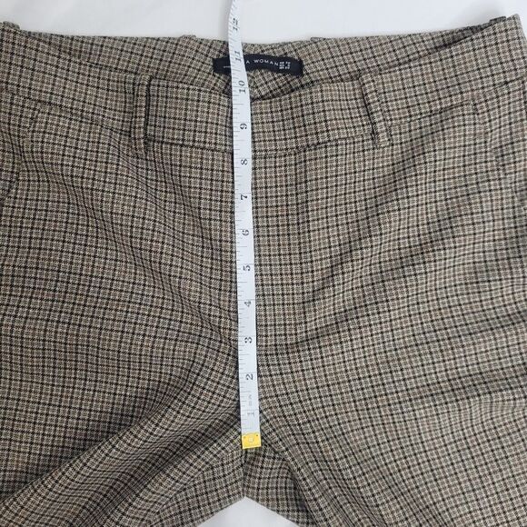 ZARA trouser plaid pant straight leg mid rise step hem 6 - Picture 6 of 10
